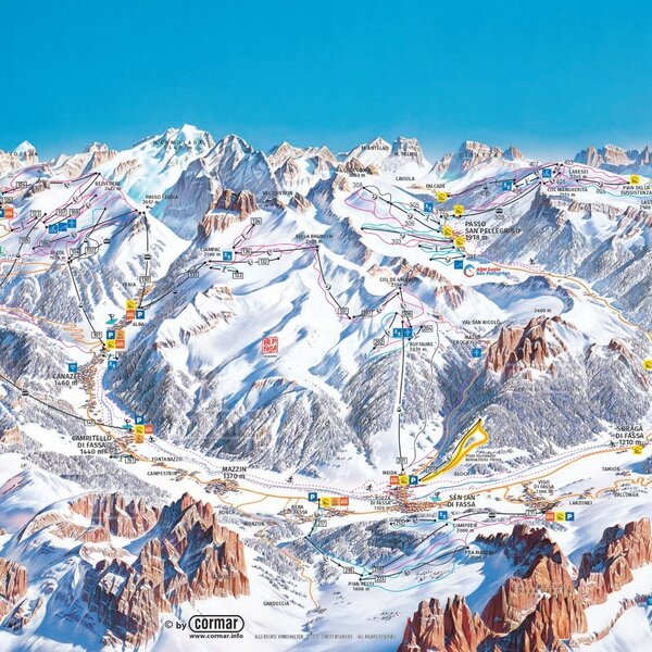 Mappa panoramica ski aree Val di Fassa | © Cormar